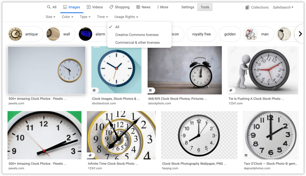 Clock Google Image Search