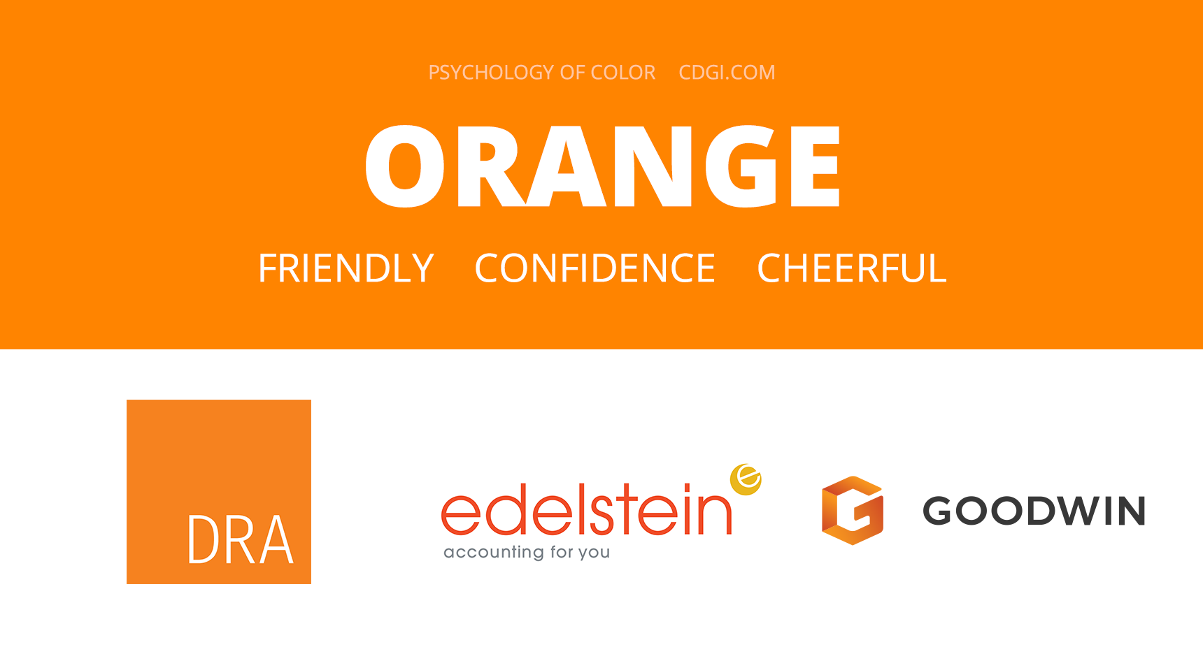 Orange: Friendly, Confidence, Cheerful