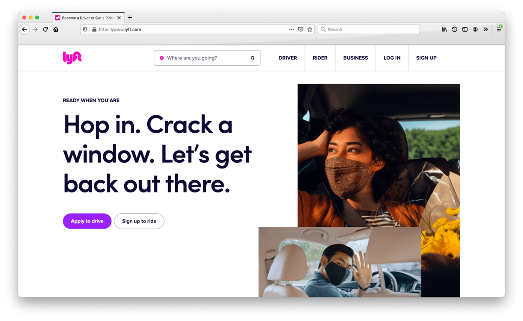 Lyft homepage