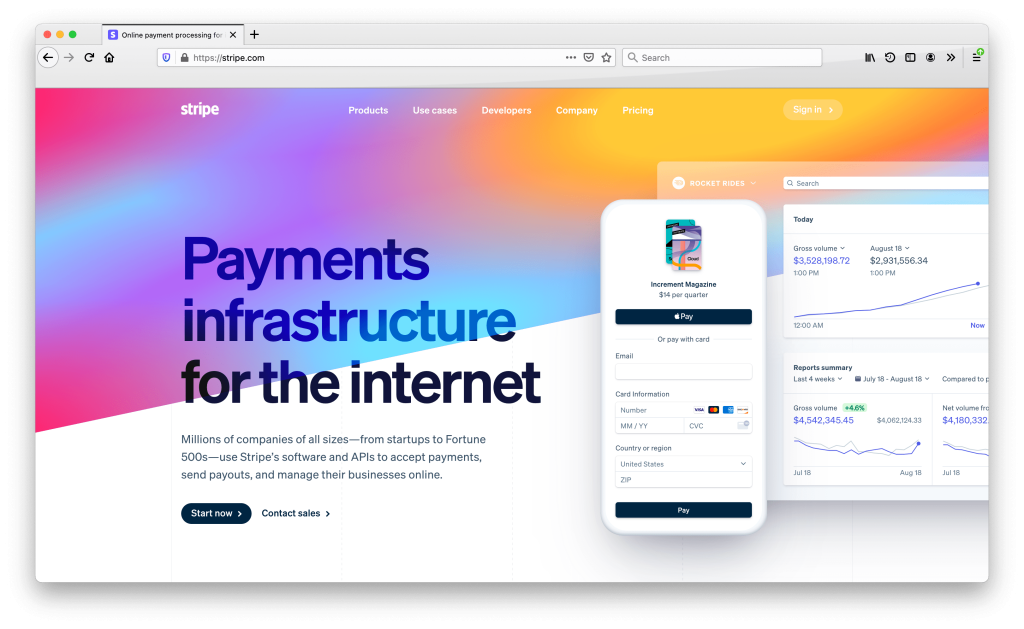 Stripe homepage