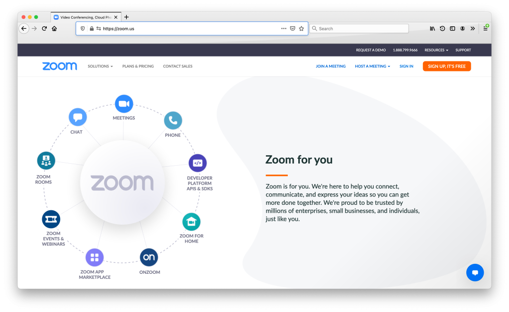 Zoom homepage