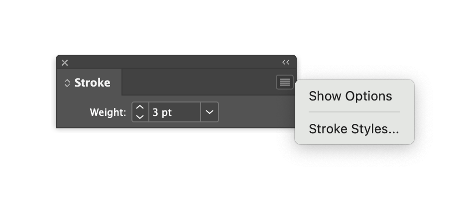 InDesign Stroke Window>Show Options