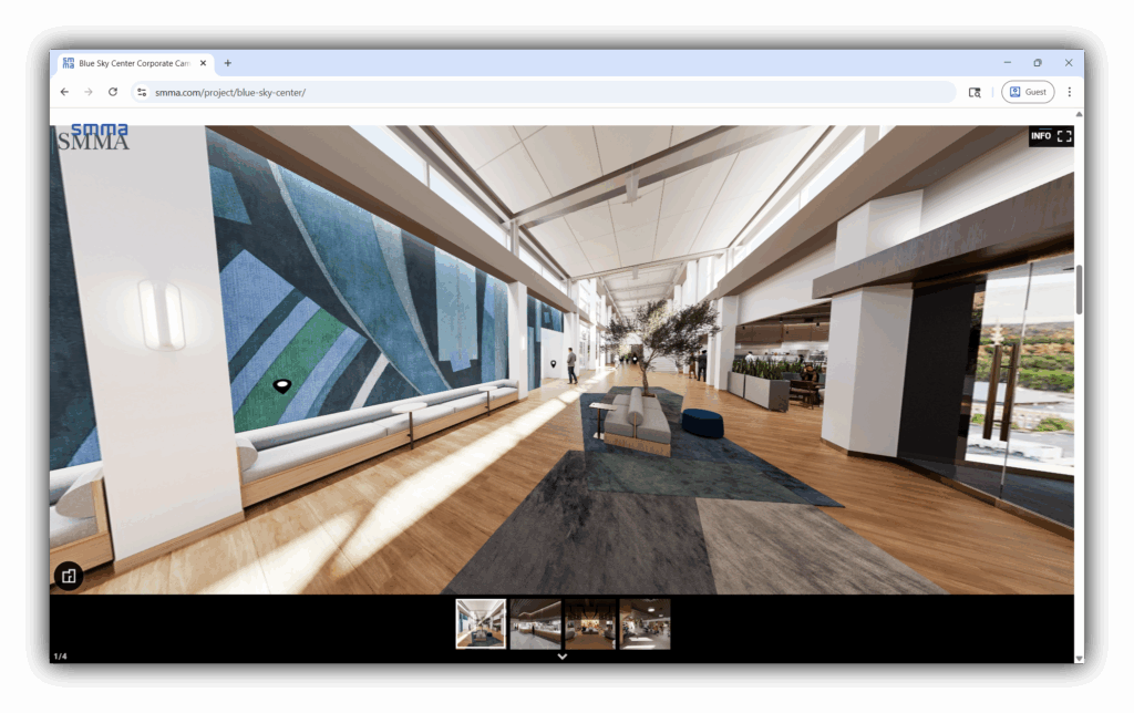 Project page with a 360 view feature