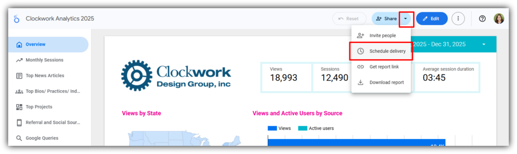Looker Studio Schedule Delivery